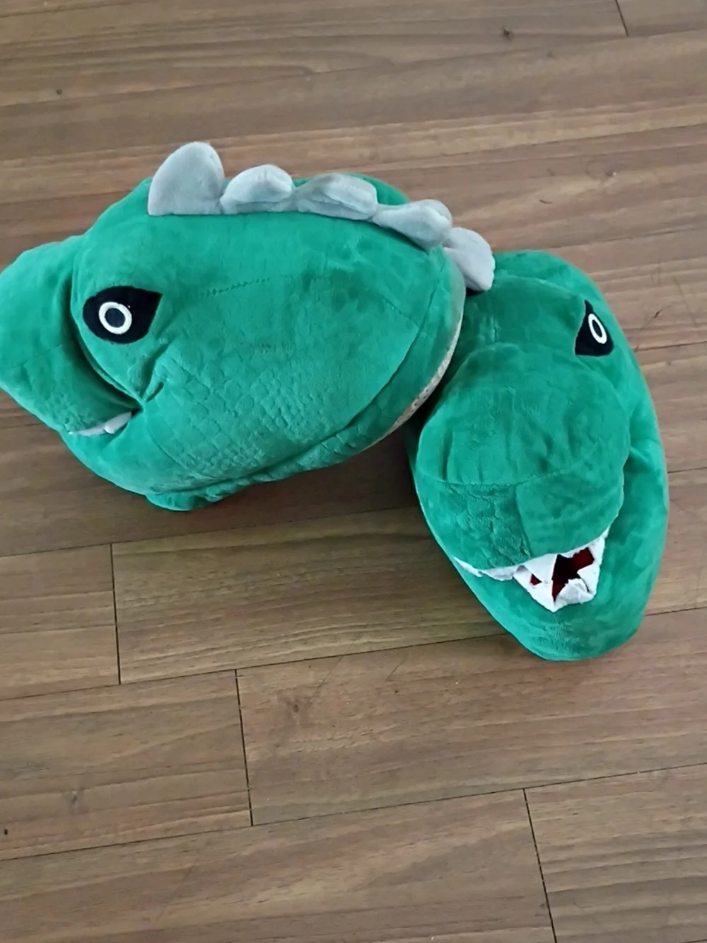 Green Plush Dinosaur Slippers Size 5/6